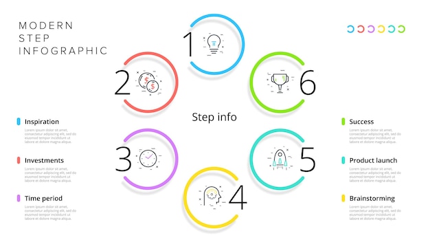 4 つのステップ サークルを含むビジネス プロセス チャート インフォ グラフィック