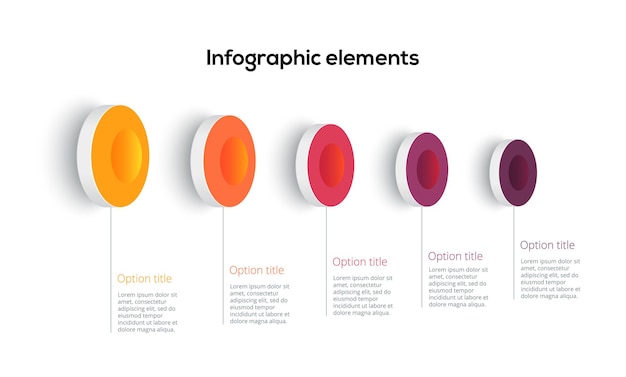 Business process chart infographics with 5 step circles circular corporate workflow graphic