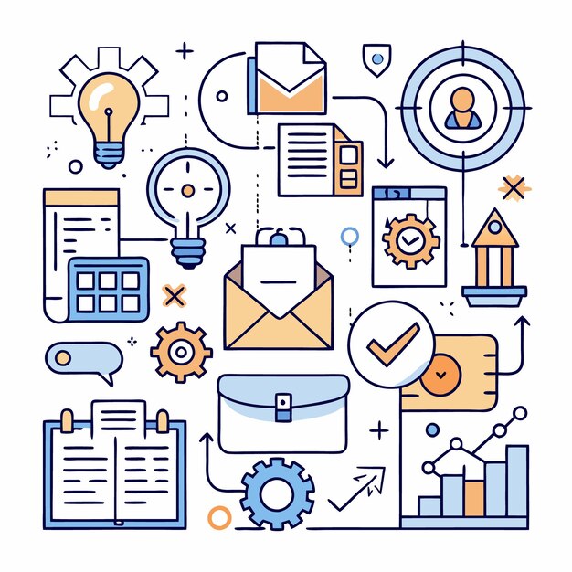 Business process flowchart concept with icons