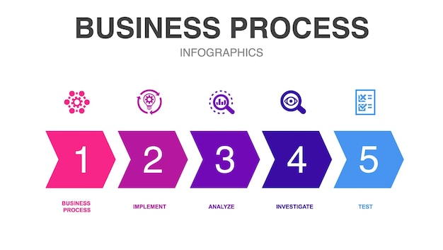 ビジネス プロセス アイコン インフォ グラフィック デザイン テンプレート 5 つのステップで創造的な概念
