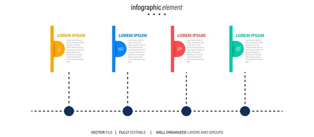 Вектор Инфографический шаблон бизнес-процесса тонкая линия дизайна с номерами 4 варианта или шага вектор иллю