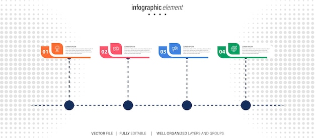 Vector business process infographic template thin line design with numbers 4 options or steps vector illu