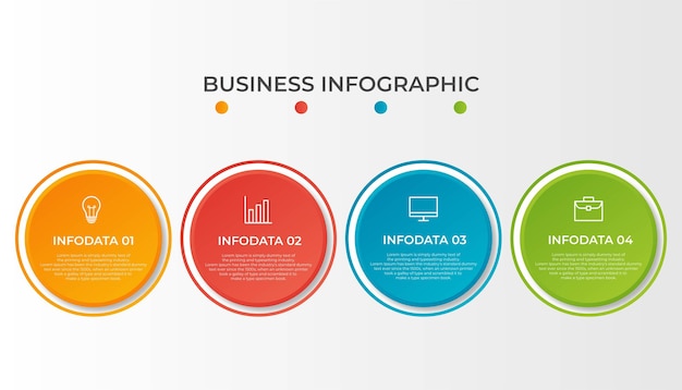 Modello di infografica processo aziendale. design sottile con numeri 4 opzioni o passaggi. progettazione grafica di illustrazione vettoriale