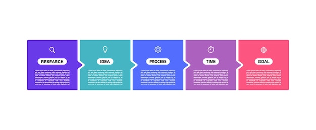 Business process infographic template with 5 options or steps Flat Vector illustration graphic design