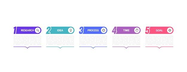 Modello di infografica processo aziendale con opzioni o passaggi. illustrazione grafica.