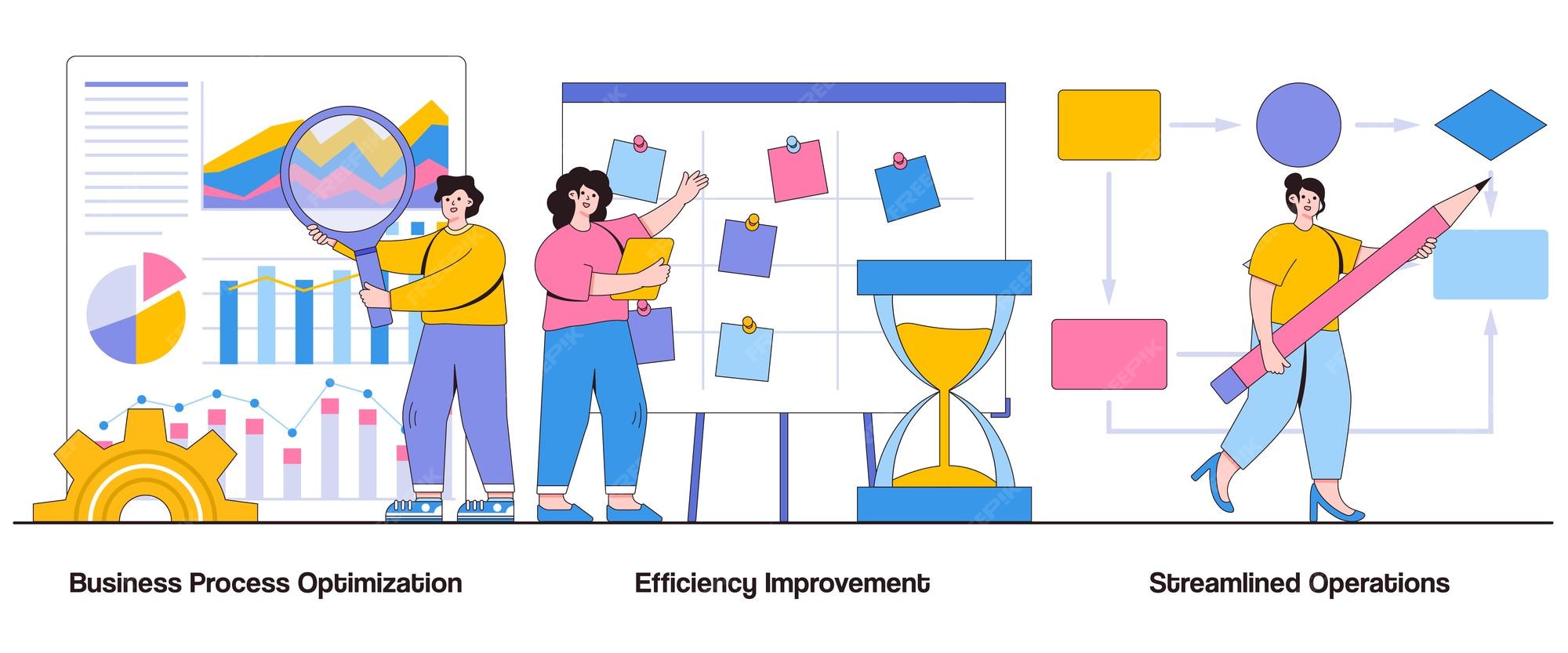 Premium Vector | Business process optimization efficiency improvement ...