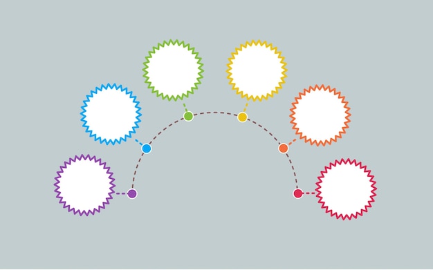 Business process Timeline infographics with colorful circles