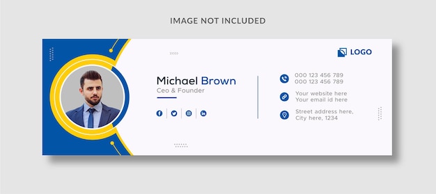 Business professional email signature template or email footer and personal social media cover
