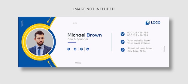 Vettore modello di firma e-mail professionale aziendale o piè di pagina e-mail e copertina personale dei social media