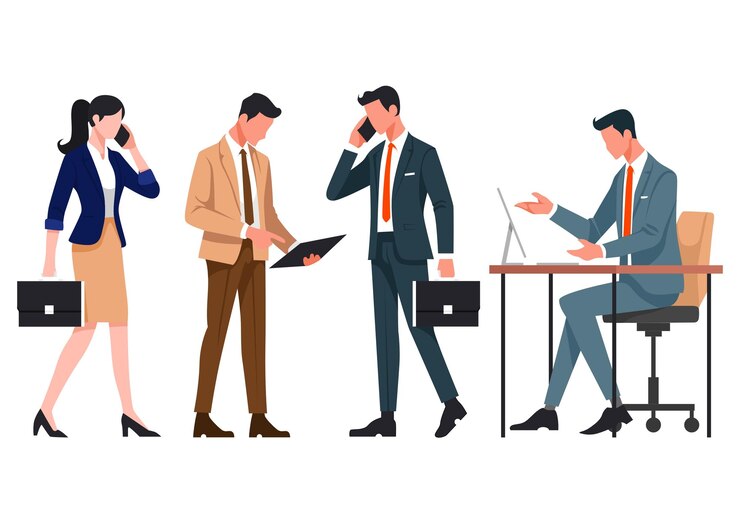 Business Professionals in Various Work Scenarios