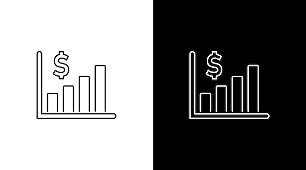 Business profit growth progress statistic infographic data analysis outline icon design chart bar