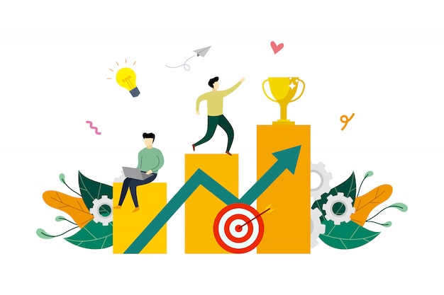 Business profit growth to success, finance profit increase flat illustration