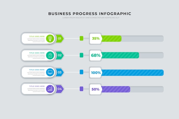 Вектор Инфографика прогресса бизнеса