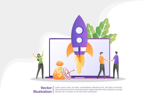 Vector business project startup process, idea through planning and strategy, time management.