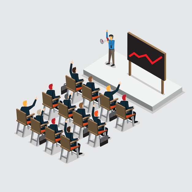 Business promoter with isometric