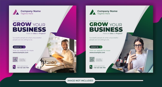 Business promotion and corporate square social media post banner template