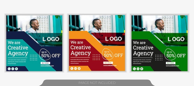 Modello di banner post sui social media per la promozione aziendale e l'agenzia di marketing creativo