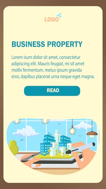 Business property landing page vector template.
