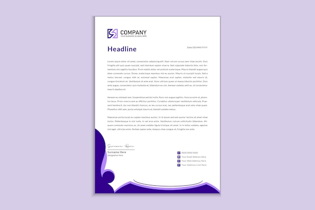 business purple letterhead template