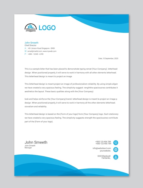 Business purpose or corporate letterhead template