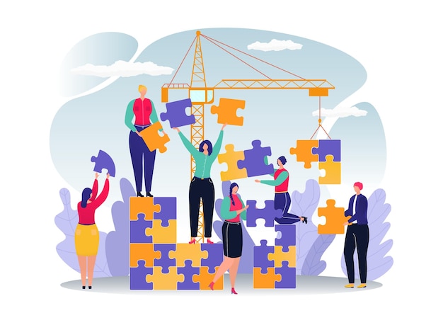 Business puzzle for people success teamwork concept