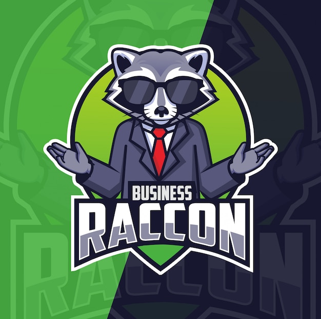 Business raccoon mascot logo design