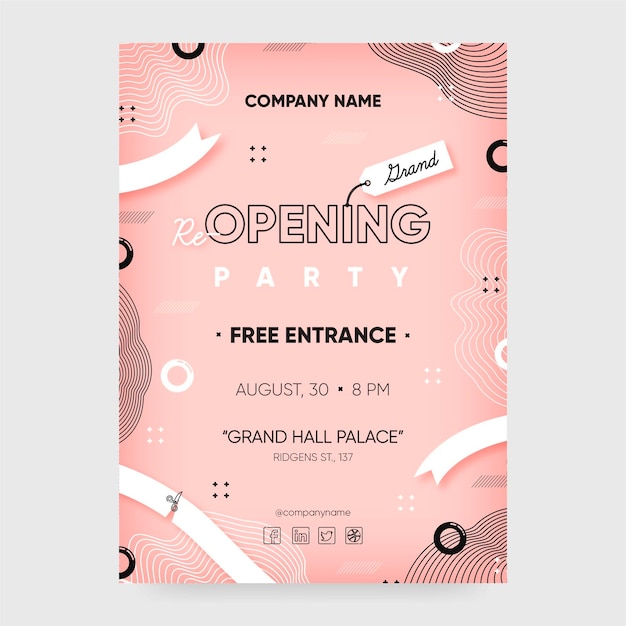 Vector business re-opening flyer template with illustrations