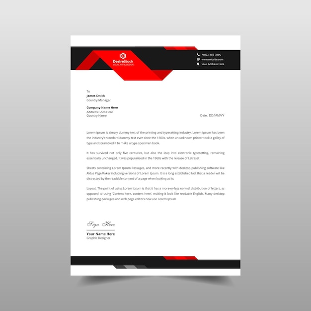 business red & black letterhead template