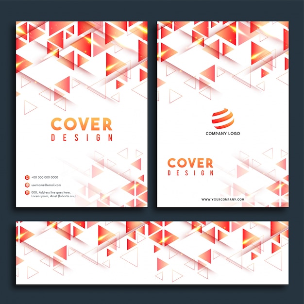 Business report cover design, brochure e web header set.