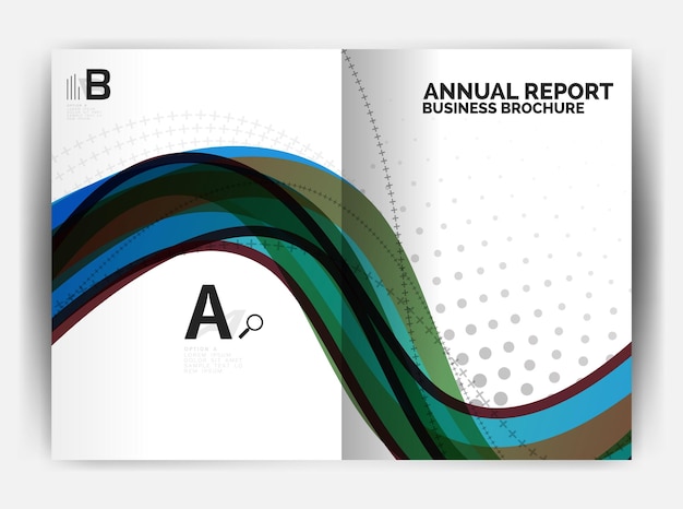 Business report cover template wave curvy line abstract background with copyspace