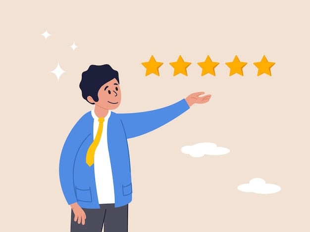 Business reputation and satisfaction concept Customer feedback 5 stars rating best quality