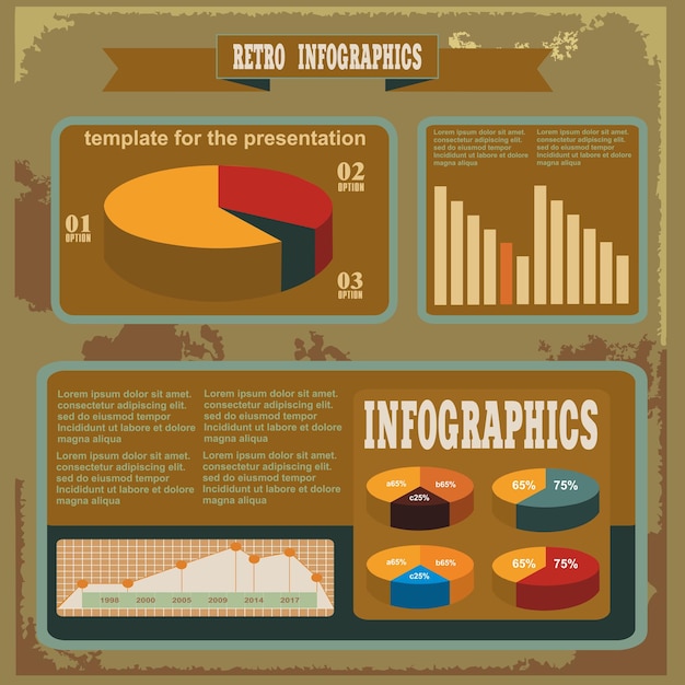 Business retro infographics elements