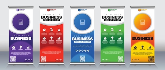 Business roll up banner design for events meetings presentations with print ready eps