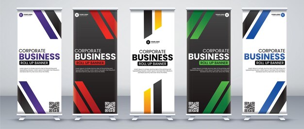 Business roll up banner design set