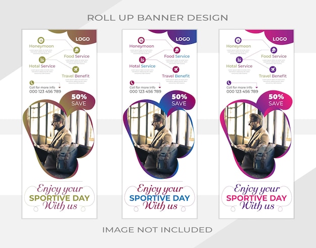 Business Roll up banner design with 3 colors