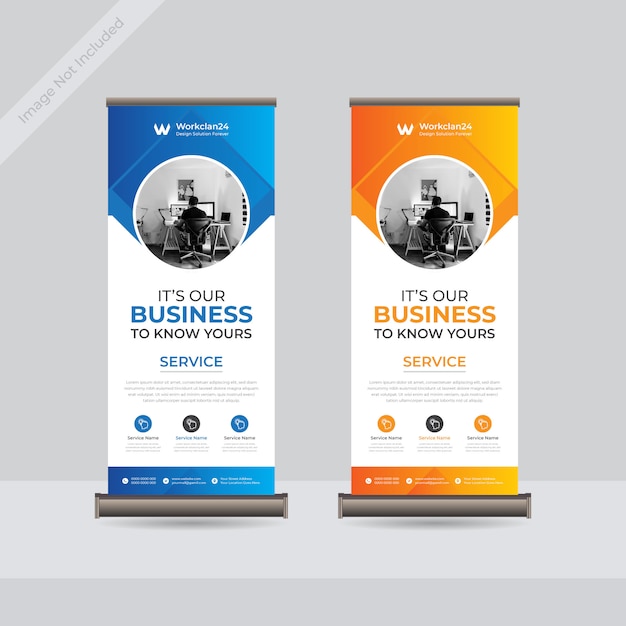 Vector business roll up banner, standee business banner template premium
