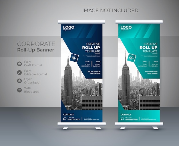 Business roll up banner standee for presentation