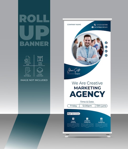 Business roll up banner template display standee for presentation purpose