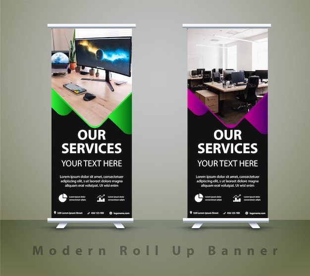 Vettore business roll up banner marketing forme astratte brochure modello di progettazione