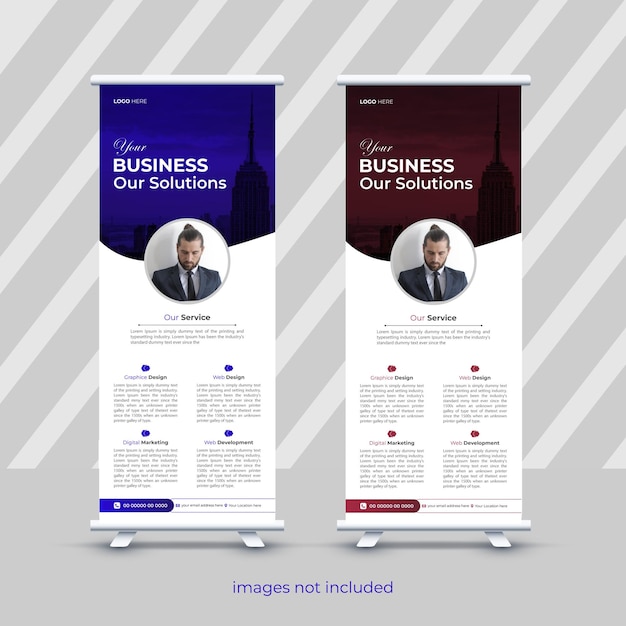 Business roll up display standee for presentation purpose vector