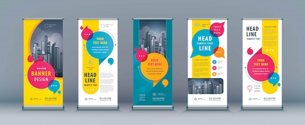 Vector business roll up set, standee banner template