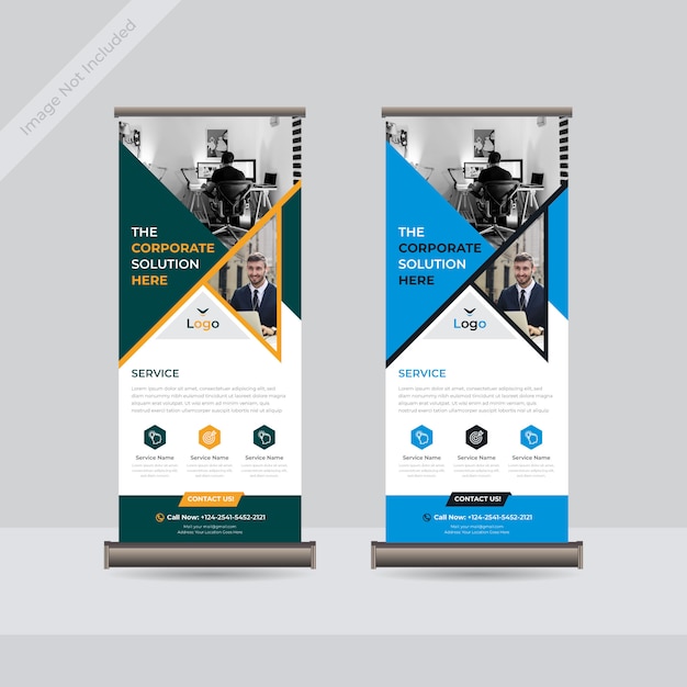 Business roll up standee banner template premium