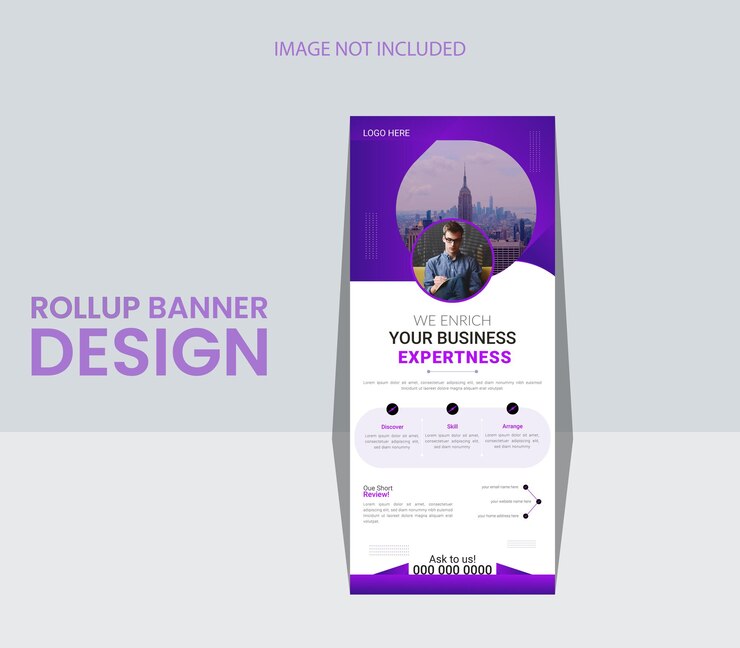 Vector business roll up standee design banner template, vertical signage, outdoor display poster design