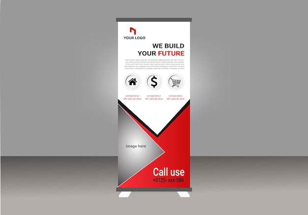 Business Rollup banner sjabloon Roll up display banner xbanner vector Roll up banner stand voor