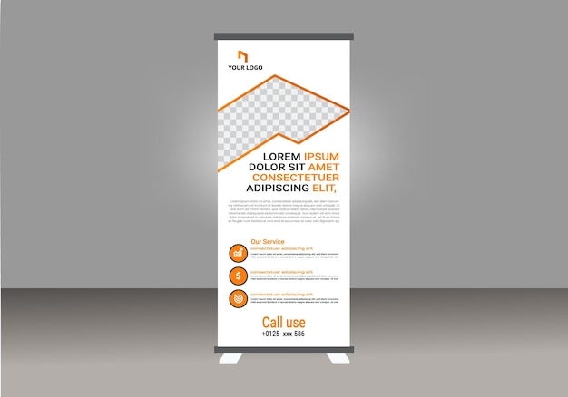 Business Rollup banner sjabloon Roll up display banner xbanner vector Roll up banner stand voor