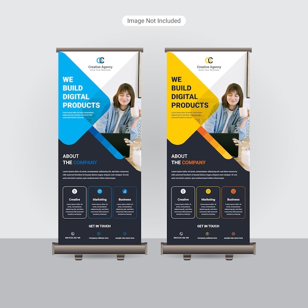 Business rollup standee banner Design template Premium Vector