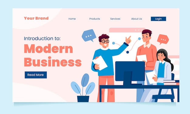 Business scene landing page in vlak ontwerp