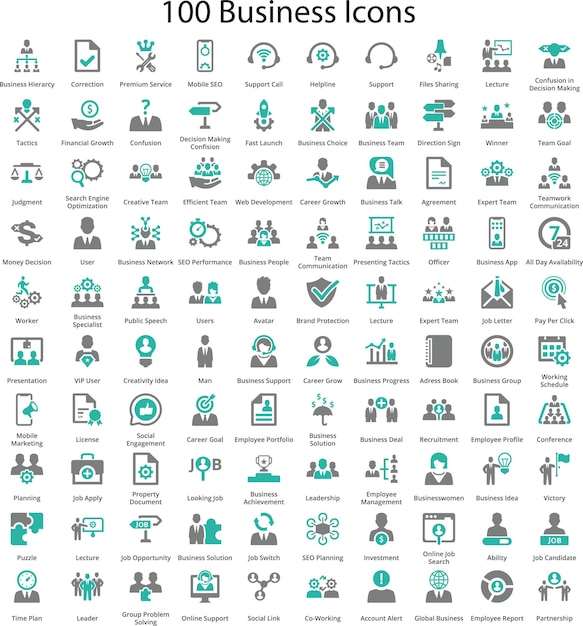 Business seo and promotion line icons collection