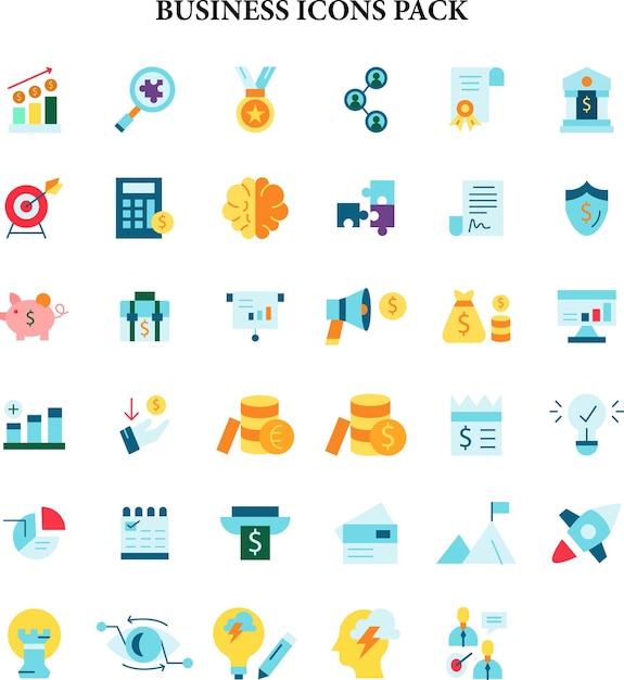 Business Set Icon Flat