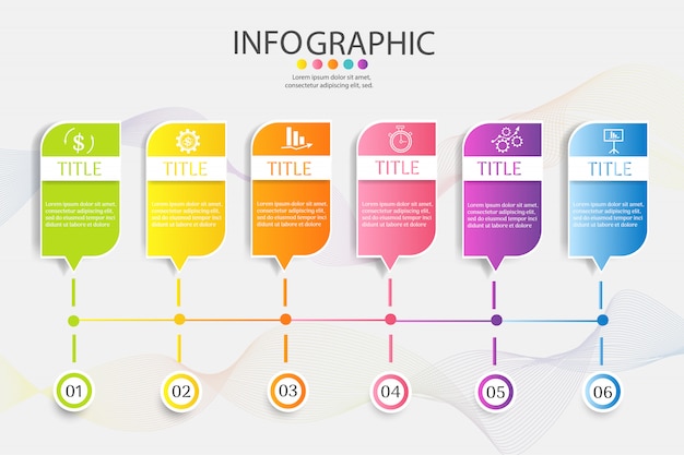 Business sjabloon 6 opties of stappen infographic grafiekelement.